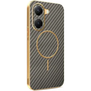 Phonesta Luxury Carbon Fiber Back Cover Hülle mit MagSafe für Xiaomi Poco X7 Pro - Braun