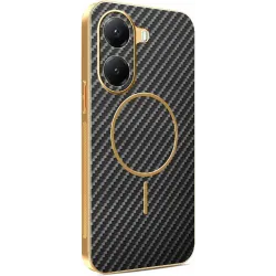 Phonesta Luxury Carbon Fiber Back Cover Hülle mit MagSafe für Xiaomi Poco X7 Pro - Schwarz