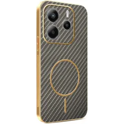 Phonesta Luxury Carbon Fiber Back Cover Hülle mit MagSafe für Xiaomi Redmi Note 14 4G 164.8mm - Braun