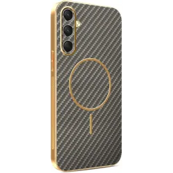 Phonesta Luxury Carbon Fiber Back Cover Hülle mit MagSafe für Samsung Galaxy A16 - Braun
