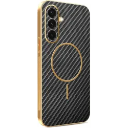 Phonesta Luxury Carbon Fiber Back Cover Hülle mit MagSafe für Samsung Galaxy A36 - Schwarz