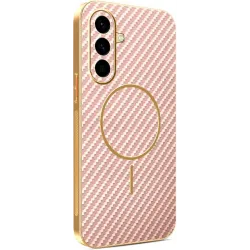 Phonesta Luxury Carbon Fiber Back Cover Hülle mit MagSafe für Samsung Galaxy A56 - Rosa