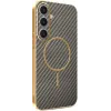Phonesta Luxury Carbon Fiber Back Cover Hülle mit MagSafe für Samsung Galaxy S25 Plus/S24 Plus - Braun 0