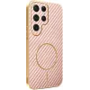 Phonesta Luxury Carbon Fiber Back Cover Hülle mit MagSafe für Samsung Galaxy S25 Ultra - Rosa 0