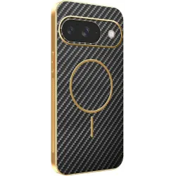 Phonesta Luxury Carbon Fiber Back Cover Hülle mit MagSafe für Google Pixel 9 - Schwarz