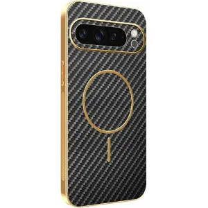 Phonesta Luxury Carbon Fiber Back Cover Hülle mit MagSafe für Google Pixel 9 Pro XL - Schwarz