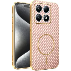 Phonesta Luxury Carbon Fiber Back Cover Hülle mit MagSafe für Xiaomi 15T - Rosa