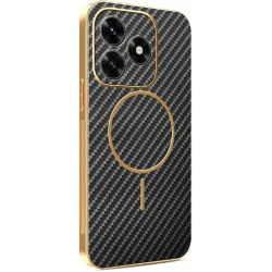 Phonesta Luxury Carbon Fiber Back Cover Hülle mit MagSafe für HONOR X5c Plus - Schwarz