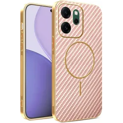 Phonesta Luxury Carbon Fiber Back Cover Hülle mit MagSafe für Oppo Reno14 F/FS - Rosa