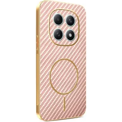 Phonesta Luxury Carbon Fiber Back Cover Hülle mit MagSafe für Xiaomi Redmi Note 15 4G/5G / Xiaomi Poco M8 - Rosa
