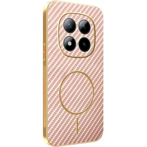 Phonesta Luxury Carbon Fiber Back Cover Hülle mit MagSafe für Xiaomi Redmi Note 15 Pro Plus / Xiaomi Poco M8 Pro - Rosa