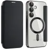 Phonesta Luxury Crystal Book Wallet Klapphülle mit MagSafe für Samsung Galaxy S24 FE - Schwarz