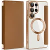 Phonesta Luxury Crystal Book Wallet Klapphülle mit MagSafe für Samsung Galaxy S25 Ultra - Braun