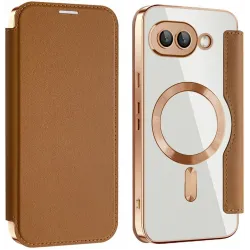 Phonesta Luxury Crystal Book Wallet Klapphülle mit MagSafe für Google Pixel 9a - Braun