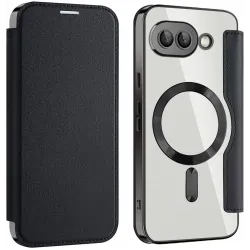 Phonesta Luxury Crystal Book Wallet Klapphülle mit MagSafe für Google Pixel 9a - Schwarz