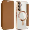 Phonesta Luxury Crystal Book Wallet Klapphülle mit MagSafe für Samsung Galaxy A36/A56 - Braun