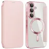 Phonesta Luxury Crystal Book Wallet Klapphülle mit MagSafe für Samsung Galaxy A36/A56 - Rosa