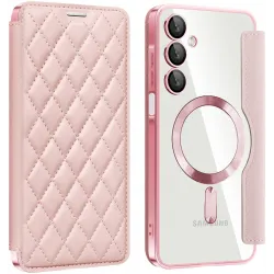 Phonesta Luxury Crystal Puffed Book Wallet Klapphülle mit MagSafe für Samsung Galaxy A16 - Rosa