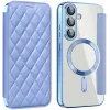 Phonesta Luxury Crystal Puffed Book Wallet Klapphülle mit MagSafe für Samsung Galaxy S25/S24 - Hellblau
