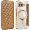 Phonesta Luxury Crystal Puffed Book Wallet Klapphülle mit MagSafe für Google Pixel 9a - Braun