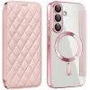 Phonesta Luxury Crystal Puffed Book Wallet Klapphülle mit MagSafe für Samsung Galaxy A36/A56 - Rosa