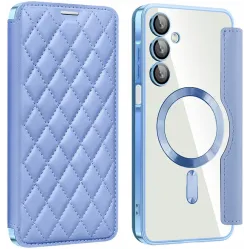 Phonesta Luxury Crystal Puffed Book Wallet Klapphülle mit MagSafe für Samsung Galaxy A16 - Hellblau