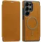 Phonesta Luxury Leder Book Wallet Klapphülle mit MagSafe für Samsung Galaxy S25 Ultra - Hellbraun