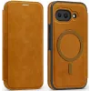 Phonesta Luxury Leder Book Wallet Klapphülle mit MagSafe für Google Pixel 9a - Hellbraun
