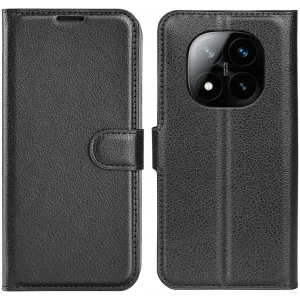 Phonesta Litchi Skin Book Wallet Klapphülle für Xiaomi Redmi Note 14 Pro Plus - Schwarz