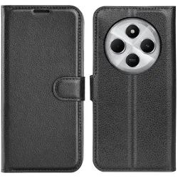 Phonesta Litchi Skin Book Wallet Klapphülle für Xiaomi Redmi 14C / Xiaomi Poco C75 - Schwarz