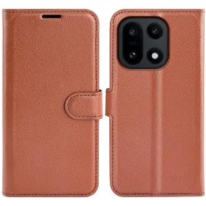 Phonesta Litchi Skin Book Wallet Klapphülle für OnePlus 15 - Braun