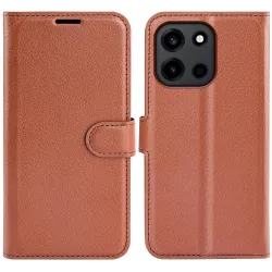 Phonesta Litchi Skin Book Wallet Klapphülle für OnePlus Nord 6 - Braun