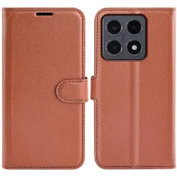 Phonesta Litchi Skin Book Wallet Klapphülle für Xiaomi 15T - Braun
