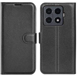 Phonesta Litchi Skin Book Wallet Klapphülle für Xiaomi 15T Pro - Schwarz