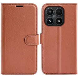 Phonesta Litchi Skin Book Wallet Klapphülle für Xiaomi 17 - Braun