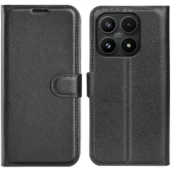 Phonesta Litchi Skin Book Wallet Klapphülle für Xiaomi 17 - Schwarz