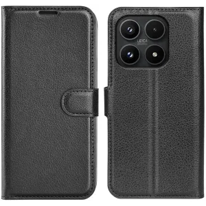 Phonesta Litchi Skin Book Wallet Klapphülle für Xiaomi 17 - Schwarz