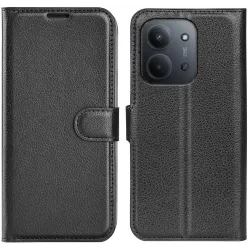 Phonesta Litchi Skin Book Wallet Klapphülle für Xiaomi Redmi 15C / Xiaomi Poco C85 - Schwarz