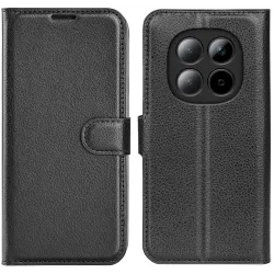 Phonesta Litchi Skin Book Wallet Klapphülle für Xiaomi Redmi Note 15 Pro Plus / Xiaomi Poco M8 Pro - Schwarz