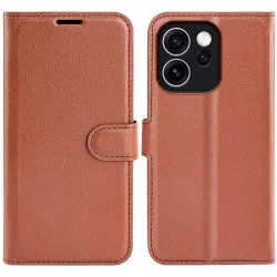 Phonesta Litchi Skin Book Wallet Klapphülle für Oppo Reno15 F/FS - Braun