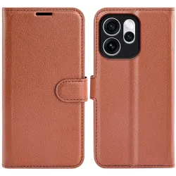 Phonesta Litchi Skin Book Wallet Klapphülle für Oppo Reno15 Pro Max - Braun