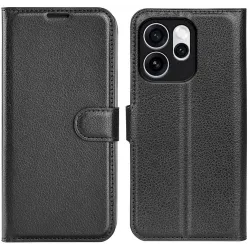 Phonesta Litchi Skin Book Wallet Klapphülle für Oppo Reno15 Pro Max - Schwarz