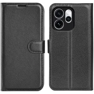 Phonesta Litchi Skin Book Wallet Klapphülle für Oppo Reno15 Pro Max - Schwarz