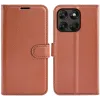 Phonesta Litchi Skin Book Wallet Klapphülle für Motorola Moto G67/G77 - Braun 0