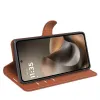 Phonesta Litchi Skin Book Wallet Klapphülle für Motorola Moto G67/G77 - Braun 4