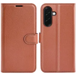Phonesta Litchi Skin Book Wallet Klapphülle für Samsung Galaxy A37 - Braun