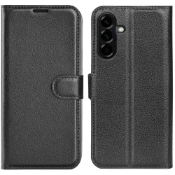 Phonesta Litchi Skin Book Wallet Klapphülle für Samsung Galaxy A57 - Schwarz