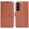 Phonesta Litchi Skin Book Wallet Klapphülle für Samsung Galaxy S25 FE - Braun 0
