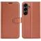 Phonesta Litchi Skin Book Wallet Klapphülle für Samsung Galaxy S25 FE - Braun