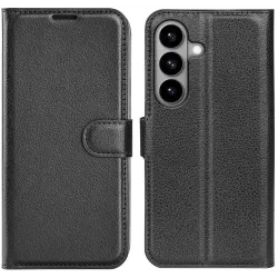 Phonesta Litchi Skin Book Wallet Klapphülle für Samsung Galaxy S26 - Schwarz